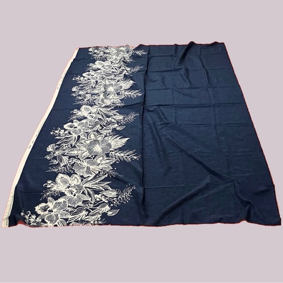 Blue & White Floral Border Fabric - Gallery Division of Couleur Int’l Ltd. - Picture 2 of 5